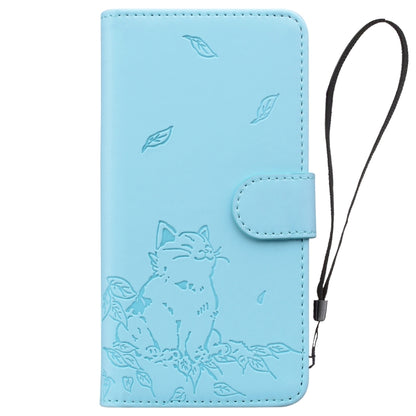 For Redmi K70 Ultra Cute Cat Embossed Leather Phone Case(Sky Blue) - Xiaomi Cases by PMC Jewellery | Online Shopping South Africa | PMC Jewellery | Buy Now Pay Later Mobicred