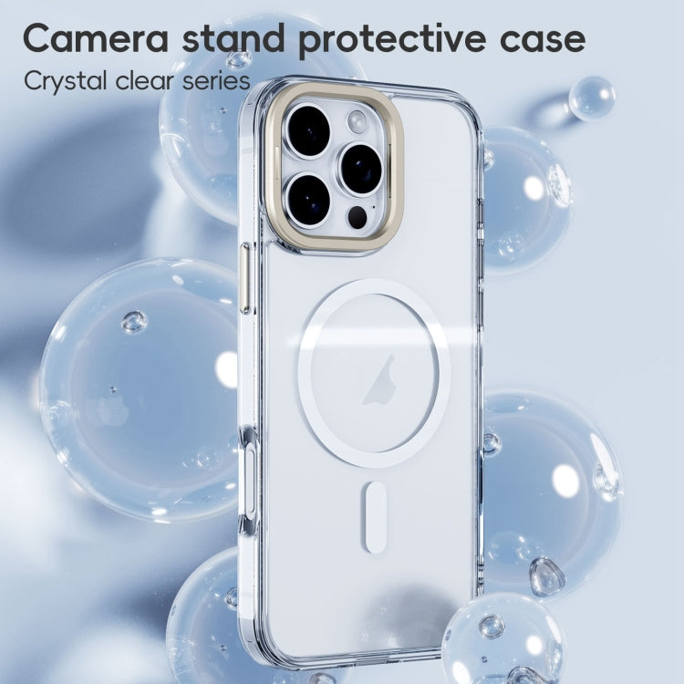 For iPhone 16 Pro Mirror Crystal Clear Lens Holder MagSafe Magnetic Phone Case(Transparent Grey) - iPhone 16 Pro Cases by PMC Jewellery | Online Shopping South Africa | PMC Jewellery | Buy Now Pay Later Mobicred