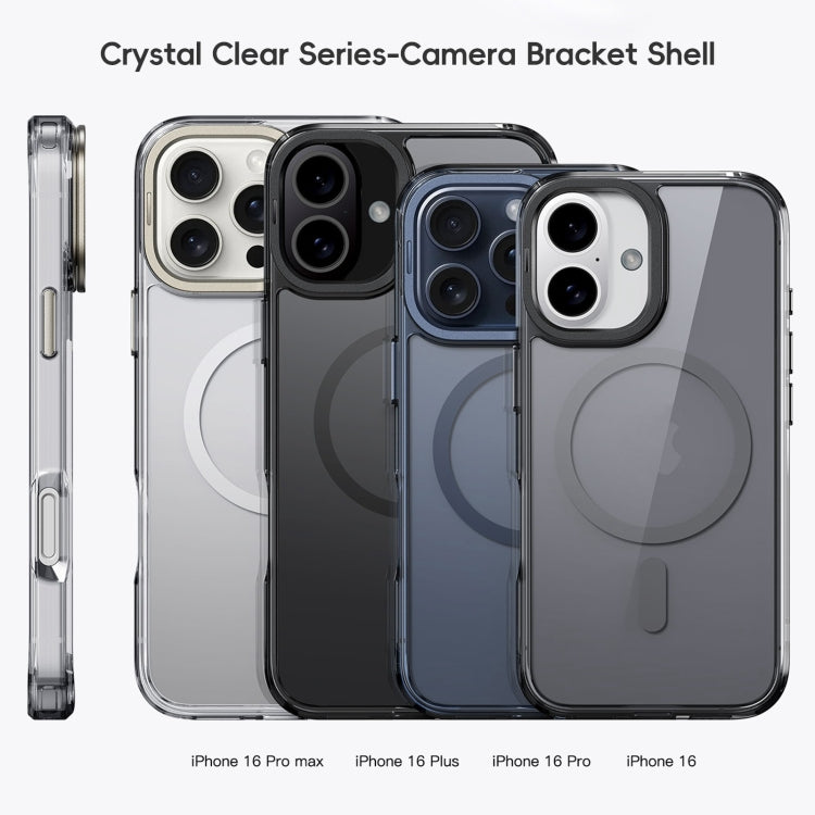 For iPhone 16 Mirror Crystal Clear Lens Holder MagSafe Magnetic Phone Case(Transparent Titanium Blue) - iPhone 16 Cases by PMC Jewellery | Online Shopping South Africa | PMC Jewellery | Buy Now Pay Later Mobicred