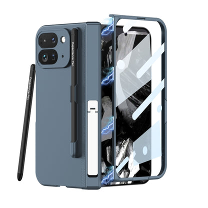 For Google Pixel 9 Pro Fold GKK Integrated Magnetic Full Coverage Flip Phone Case, Included Pen(Navy Blue) - Google Cases by GKK | Online Shopping South Africa | PMC Jewellery | Buy Now Pay Later Mobicred