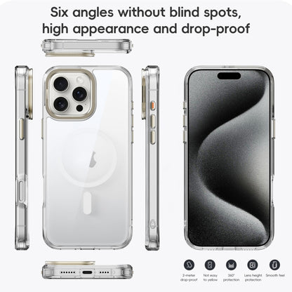 For iPhone 16 Frosted Crystal Clear Lens Holder MagSafe Magnetic Phone Case(Transparent Grey) - iPhone 16 Cases by PMC Jewellery | Online Shopping South Africa | PMC Jewellery | Buy Now Pay Later Mobicred