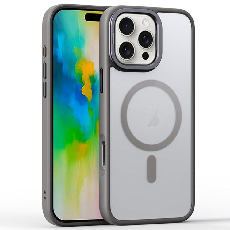 For iPhone 16 Pro Max Frosted Lens Holder MagSafe Magnetic Phone Case(Grey) - free shipping - PMC Jewellery - Order now!