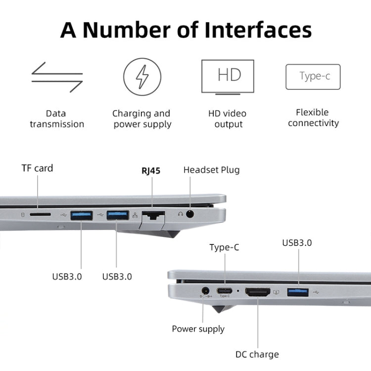 14 inch Windows 11 Laptop, 16GB+1TB, Gen 4th Intel Core i3 CPU, 180 Degree Rotation Axis(Silver) - Others by PMC Jewellery | Online Shopping South Africa | PMC Jewellery | Buy Now Pay Later Mobicred