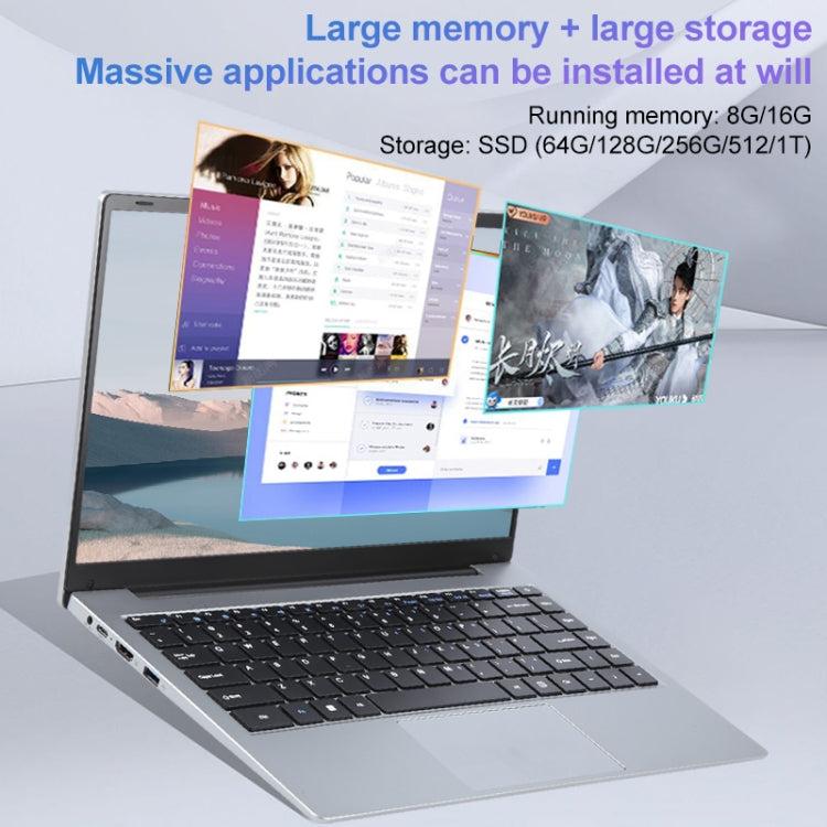 14 inch Windows 11 Laptop, 16GB+512GB, Gen 5th Intel Core i3 CPU, 180 Degree Rotation Axis(Silver) - Others by PMC Jewellery | Online Shopping South Africa | PMC Jewellery | Buy Now Pay Later Mobicred