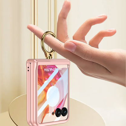 For Motorola Razr 50 Ultra GKK Integrated Magnetic Hinged Flip Case with Ring Holder(Pink) - Motorola Cases by GKK | Online Shopping South Africa | PMC Jewellery | Buy Now Pay Later Mobicred