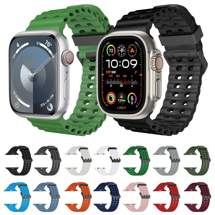 For Apple Watch SE 44mm Ocean Dual-Row Hole Silicone Watch Band(Starlight) - free shipping - PMc TechLife - Order now!