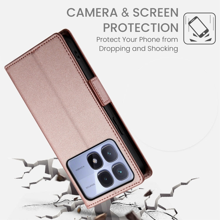 For Redmi K70 Ultra Side Buckle Magnetic Frosted Leather Phone Case(Rose Gold) - Xiaomi Cases by PMC Jewellery | Online Shopping South Africa | PMC Jewellery | Buy Now Pay Later Mobicred