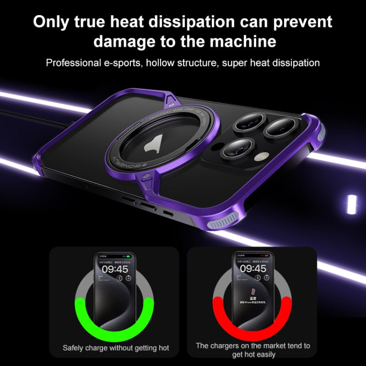 For iPhone 14 Pro Max Frameless Rotation Holder Magsafe Metal Phone Case(Dark Purple) - iPhone 14 Pro Max Cases by PMC Jewellery | Online Shopping South Africa | PMC Jewellery | Buy Now Pay Later Mobicred