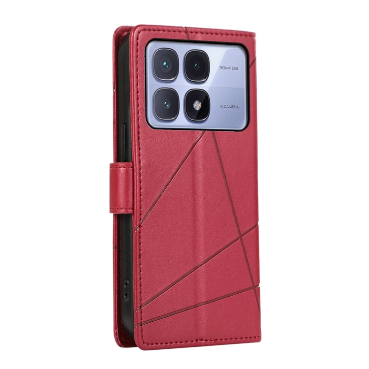 For Redmi K70 Ultra PU Genuine Leather Texture Embossed Line Phone Case(Red) - Xiaomi Cases by PMC Jewellery | Online Shopping South Africa | PMC Jewellery | Buy Now Pay Later Mobicred