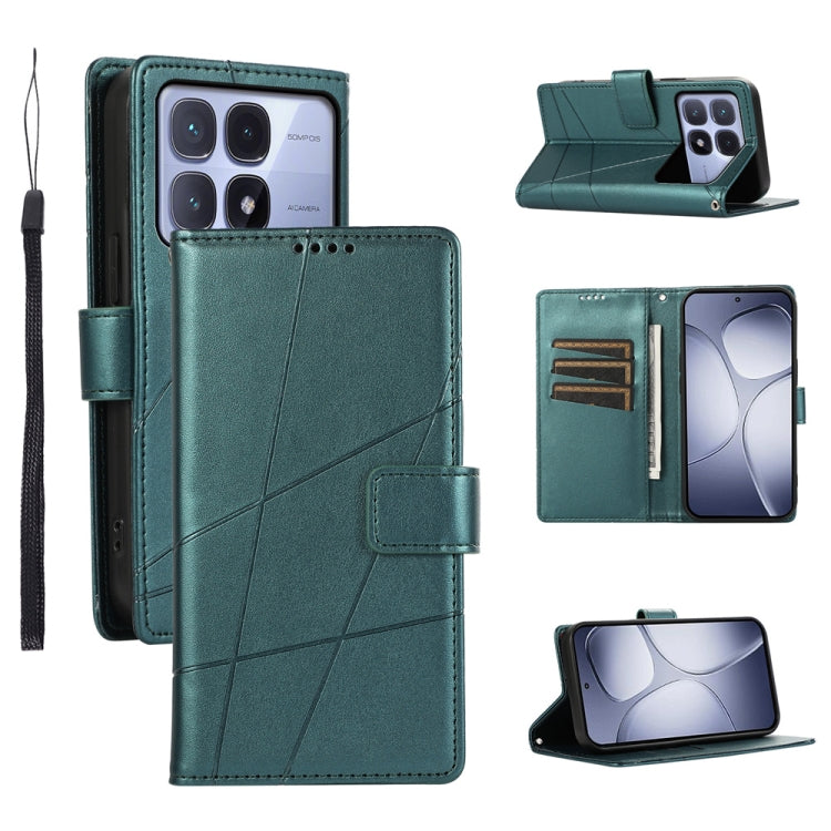 For Redmi K70 Ultra PU Genuine Leather Texture Embossed Line Phone Case(Green) - Xiaomi Cases by PMC Jewellery | Online Shopping South Africa | PMC Jewellery | Buy Now Pay Later Mobicred