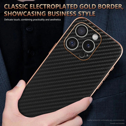 For iPhone 16 Pro AZNS Electroplated Edge Carbon Fiber Texture Phone Case(Brown) - iPhone 16 Pro Cases by AZNS | Online Shopping South Africa | PMC Jewellery | Buy Now Pay Later Mobicred