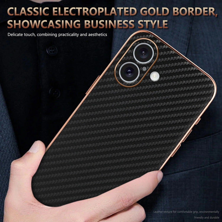 For iPhone 16 AZNS Electroplated Edge Carbon Fiber Texture Phone Case(Black) - iPhone 16 Cases by AZNS | Online Shopping South Africa | PMC Jewellery | Buy Now Pay Later Mobicred