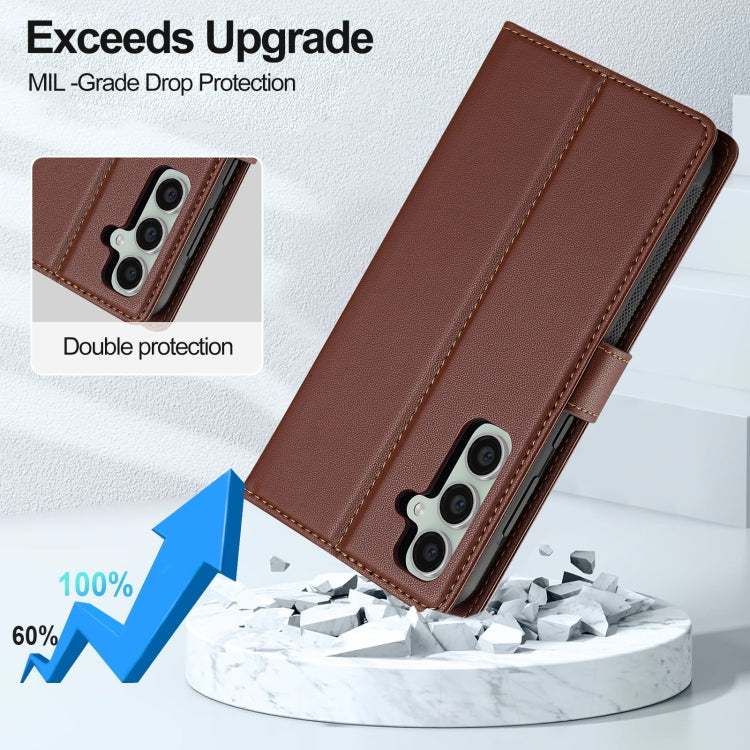 For Samsung Galaxy S23 FE 5G LC.IMEEKE L2 Series Detachable Magsafe PU Phone Case with Lanyard(Brown) - Galaxy S23 FE 5G Cases by LC.IMEEKE | Online Shopping South Africa | PMC Jewellery | Buy Now Pay Later Mobicred