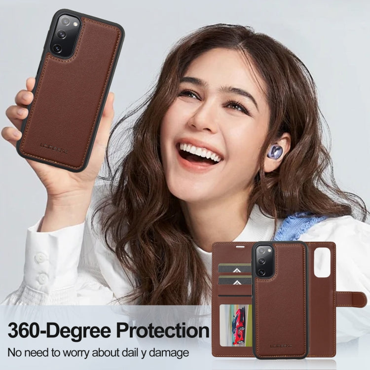 For Samsung Galaxy S20 FE 5G LC.IMEEKE L2 Series Detachable Magsafe PU Phone Case with Lanyard(Brown) - Galaxy Phone Cases by LC.IMEEKE | Online Shopping South Africa | PMC Jewellery | Buy Now Pay Later Mobicred