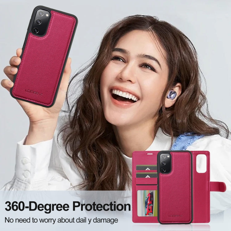 For Samsung Galaxy S20 FE 5G LC.IMEEKE L2 Series Detachable Magsafe PU Phone Case with Lanyard(Red) - Galaxy Phone Cases by LC.IMEEKE | Online Shopping South Africa | PMC Jewellery | Buy Now Pay Later Mobicred