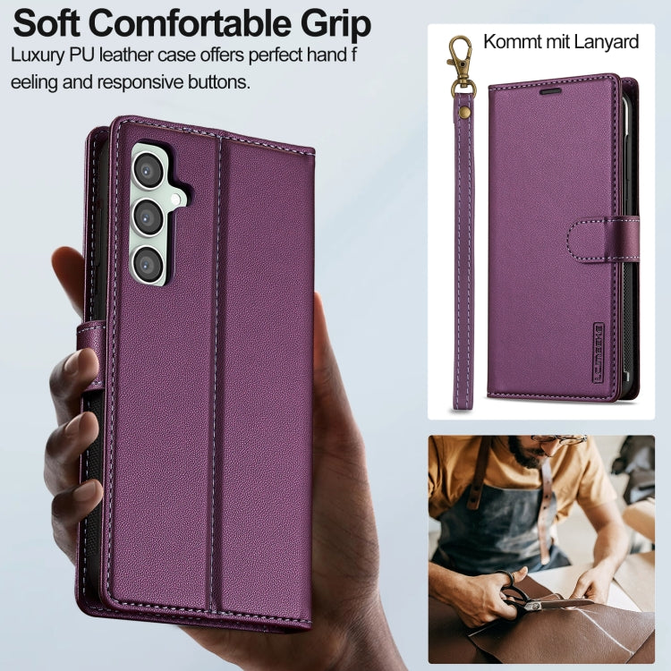 For Samsung Galaxy A35 5G LC.IMEEKE L2 Series Detachable Magsafe PU Phone Case with Lanyard(Purple) - Galaxy Phone Cases by LC.IMEEKE | Online Shopping South Africa | PMC Jewellery | Buy Now Pay Later Mobicred