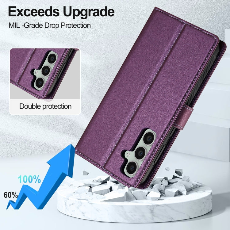 For Samsung Galaxy A15 4G / A15 5G LC.IMEEKE L2 Series Detachable Magsafe PU Phone Case with Lanyard(Purple) - Galaxy Phone Cases by LC.IMEEKE | Online Shopping South Africa | PMC Jewellery | Buy Now Pay Later Mobicred