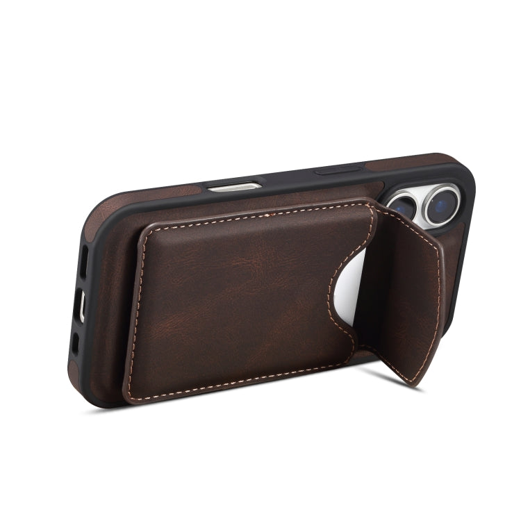 For iPhone 16 Denior D19 Skin Feel MagSafe Detachable Card Slot Phone Case(Brown) - iPhone 16 Cases by Denior | Online Shopping South Africa | PMC Jewellery | Buy Now Pay Later Mobicred