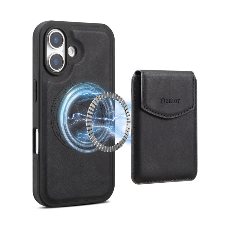 For iPhone 16 Denior D19 Skin Feel MagSafe Detachable Card Slot Phone Case(Black) - iPhone 16 Cases by Denior | Online Shopping South Africa | PMC Jewellery | Buy Now Pay Later Mobicred