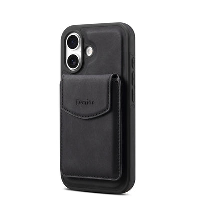 For iPhone 16 Denior D19 Skin Feel MagSafe Detachable Card Slot Phone Case(Black) - iPhone 16 Cases by Denior | Online Shopping South Africa | PMC Jewellery | Buy Now Pay Later Mobicred