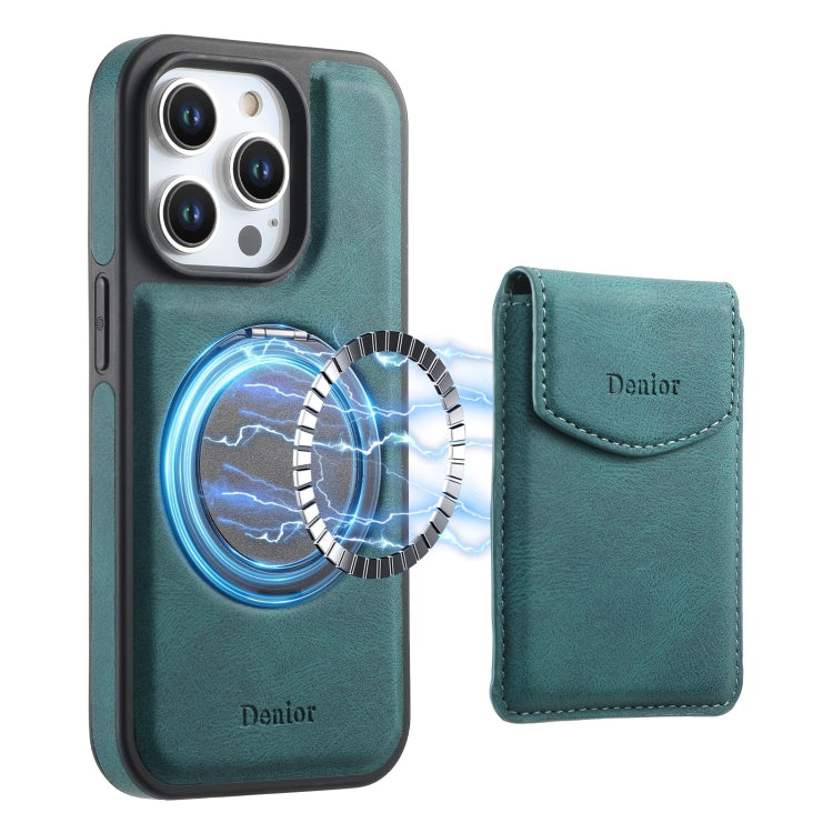 For iPhone 16 Pro Max Denior D20 Skin Feel MagSafe Holder Detachable Card Slot Phone Case(Blue) - iPhone 16 Pro Max Cases by Denior | Online Shopping South Africa | PMC Jewellery | Buy Now Pay Later Mobicred