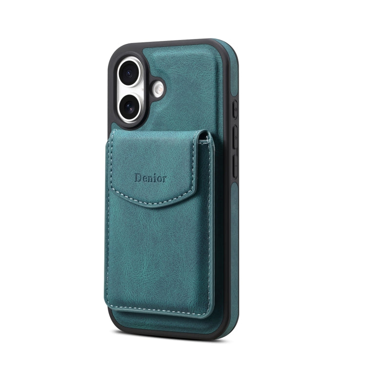 For iPhone 16 Plus Denior D20 Skin Feel MagSafe Holder Detachable Card Slot Phone Case(Blue) - iPhone 16 Plus Cases by Denior | Online Shopping South Africa | PMC Jewellery | Buy Now Pay Later Mobicred