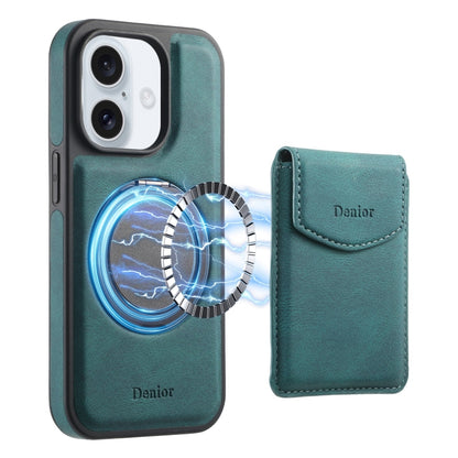 For iPhone 16 Denior D20 Skin Feel MagSafe Holder Detachable Card Slot Phone Case(Blue) - iPhone 16 Cases by Denior | Online Shopping South Africa | PMC Jewellery | Buy Now Pay Later Mobicred