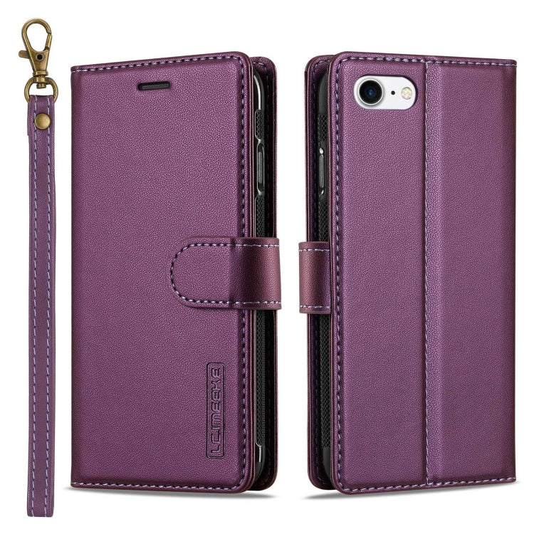 For iPhone 7 / 8 / SE 2020 2022 LC.IMEEKE L2 Series Detachable Magsafe PU Phone Case with Lanyard(Purple) - iPhone SE 2022 / 2020 / 8 / 7 Cases by LC.IMEEKE | Online Shopping South Africa | PMC Jewellery | Buy Now Pay Later Mobicred