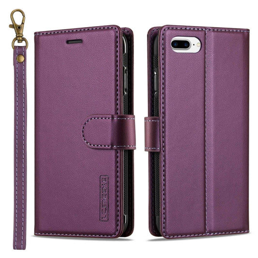 For iPhone 7 Plus / 8 Plus LC.IMEEKE L2 Series Detachable Magsafe PU Phone Case with Lanyard(Purple) - More iPhone Cases by LC.IMEEKE | Online Shopping South Africa | PMC Jewellery | Buy Now Pay Later Mobicred