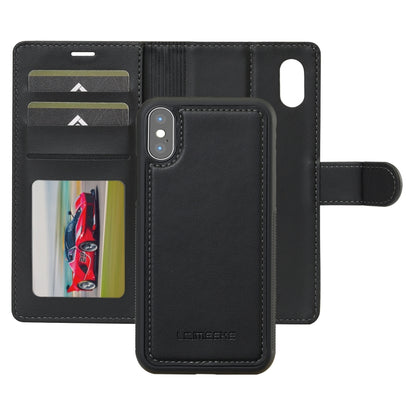 For iPhone X / XS LC.IMEEKE L2 Series Detachable Magsafe PU Phone Case with Lanyard(Black) - More iPhone Cases by LC.IMEEKE | Online Shopping South Africa | PMC Jewellery | Buy Now Pay Later Mobicred