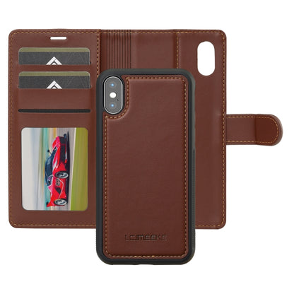 For iPhone XR LC.IMEEKE L2 Series Detachable Magsafe PU Phone Case with Lanyard(Brown) - More iPhone Cases by LC.IMEEKE | Online Shopping South Africa | PMC Jewellery | Buy Now Pay Later Mobicred