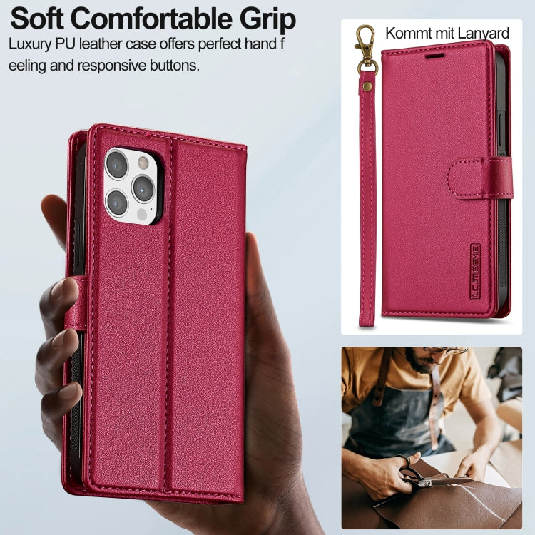 For iPhone 12 / 12 Pro LC.IMEEKE L2 Series Detachable Magsafe PU Phone Case with Lanyard(Red) - iPhone 12 / 12 Pro Cases by LC.IMEEKE | Online Shopping South Africa | PMC Jewellery | Buy Now Pay Later Mobicred