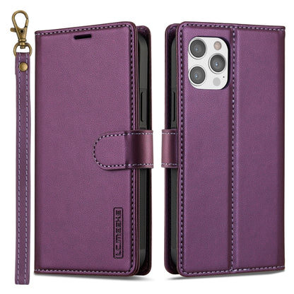 For iPhone 12 Pro Max LC.IMEEKE L2 Series Detachable Magsafe PU Phone Case with Lanyard(Purple) - iPhone 12 Pro Max Cases by LC.IMEEKE | Online Shopping South Africa | PMC Jewellery | Buy Now Pay Later Mobicred