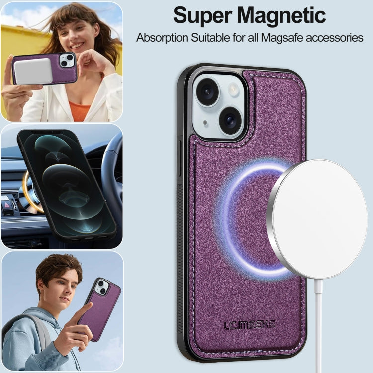 For iPhone 14 LC.IMEEKE L2 Series Detachable Magsafe PU Phone Case with Lanyard(Purple) - iPhone 14 Cases by LC.IMEEKE | Online Shopping South Africa | PMC Jewellery | Buy Now Pay Later Mobicred