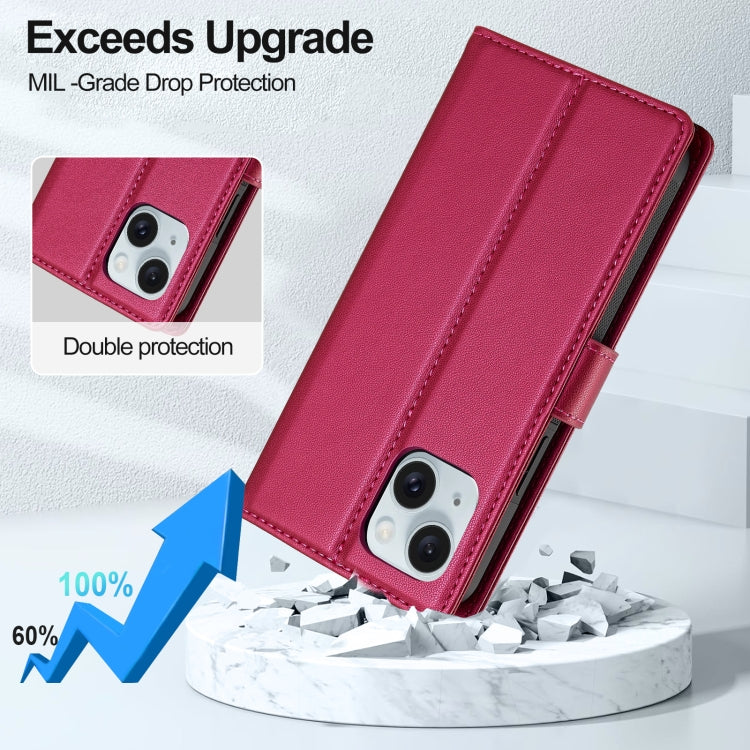 For iPhone 14 LC.IMEEKE L2 Series Detachable Magsafe PU Phone Case with Lanyard(Red) - iPhone 14 Cases by LC.IMEEKE | Online Shopping South Africa | PMC Jewellery | Buy Now Pay Later Mobicred