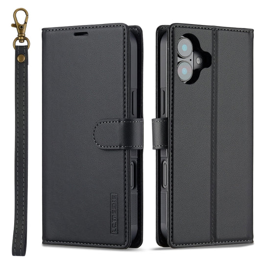 For iPhone 16 LC.IMEEKE L2 Series Detachable Magsafe PU Phone Case with Lanyard(Black) - iPhone 16 Cases by LC.IMEEKE | Online Shopping South Africa | PMC Jewellery | Buy Now Pay Later Mobicred