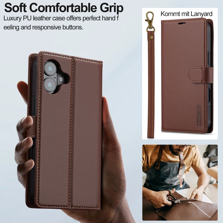 For iPhone 16 LC.IMEEKE L2 Series Detachable Magsafe PU Phone Case with Lanyard(Brown) - iPhone 16 Cases by LC.IMEEKE | Online Shopping South Africa | PMC Jewellery | Buy Now Pay Later Mobicred