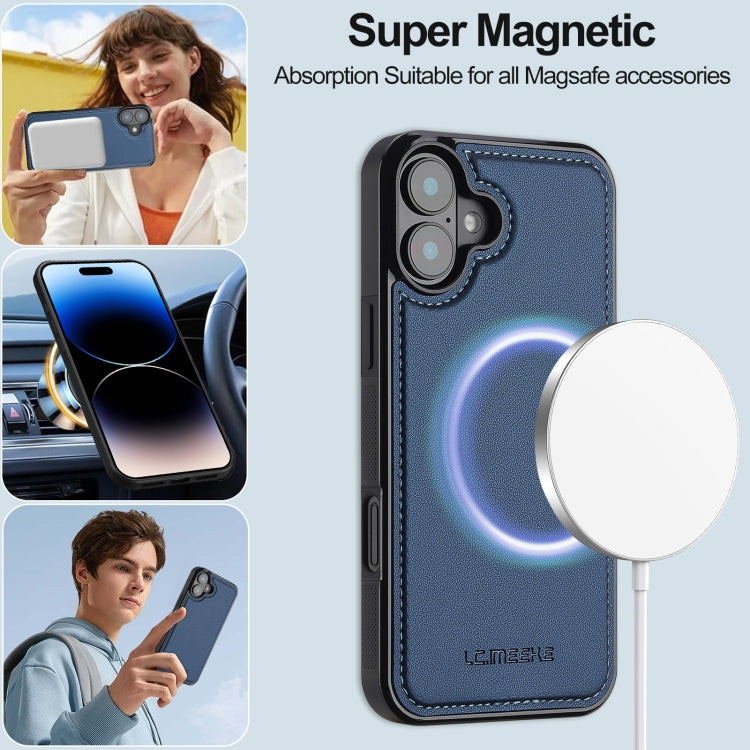 For iPhone 16 LC.IMEEKE L2 Series Detachable Magsafe PU Phone Case with Lanyard(Blue) - iPhone 16 Cases by LC.IMEEKE | Online Shopping South Africa | PMC Jewellery | Buy Now Pay Later Mobicred