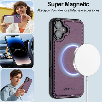 For iPhone 16 LC.IMEEKE L2 Series Detachable Magsafe PU Phone Case with Lanyard(Purple) - iPhone 16 Cases by LC.IMEEKE | Online Shopping South Africa | PMC Jewellery | Buy Now Pay Later Mobicred