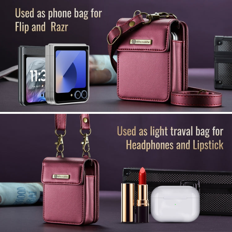 For Samsung Z Flip Series CaseMe Me50 Mini Lanyard Universal Bag(Wine Red) - Galaxy Z Flip6 5G Cases by CaseMe | Online Shopping South Africa | PMC Jewellery | Buy Now Pay Later Mobicred