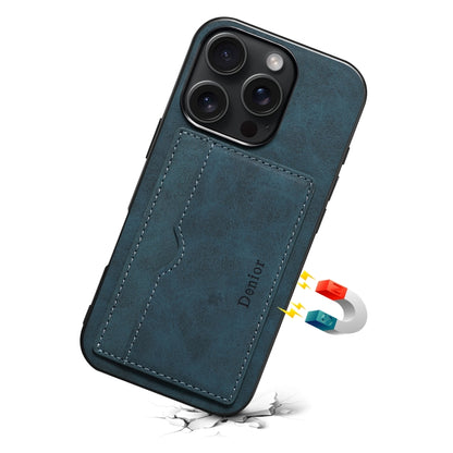 For iPhone 16 Denior D08 PU Single Card Slot Holder Phone Case(Blue) - iPhone 16 Cases by Denior | Online Shopping South Africa | PMC Jewellery | Buy Now Pay Later Mobicred