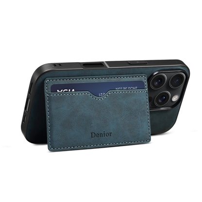 For iPhone 16 Plus Denior D08 PU Single Card Slot Holder Phone Case(Blue) - iPhone 16 Plus Cases by Denior | Online Shopping South Africa | PMC Jewellery | Buy Now Pay Later Mobicred