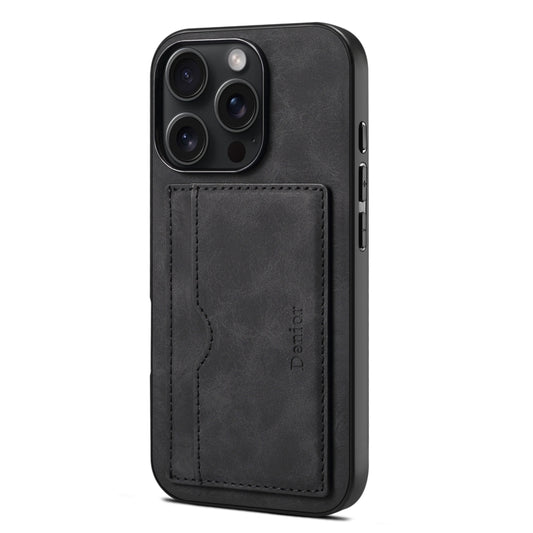 For iPhone 16 Pro Denior D08 PU Single Card Slot Holder Phone Case(Black) - iPhone 16 Pro Cases by Denior | Online Shopping South Africa | PMC Jewellery | Buy Now Pay Later Mobicred