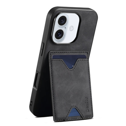 For iPhone 16 Denior D06 PU Back Cover Card Slot Holder Phone Case(Black) - iPhone 16 Cases by Denior | Online Shopping South Africa | PMC Jewellery | Buy Now Pay Later Mobicred