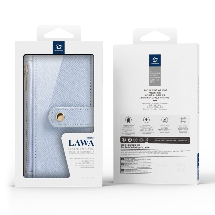 For iPhone 16 DUX DUCIS Lawa Series 2 in 1 Wallet Zipper Detachable MagSafe Phone Case with Lanyard(Light Blue) - iPhone 16 Cases by DUX DUCIS | Online Shopping South Africa | PMC Jewellery | Buy Now Pay Later Mobicred