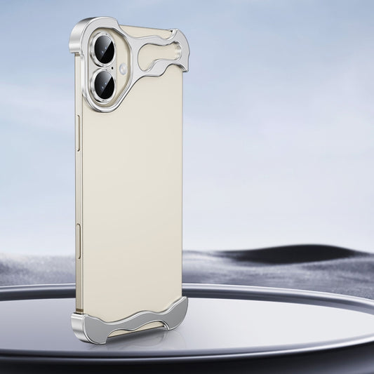 For iPhone 16 Plus Frameless Metal Corner Pad Phone Case with Lens Film(Silver) - iPhone 16 Plus Cases by PMC Jewellery | Online Shopping South Africa | PMC Jewellery | Buy Now Pay Later Mobicred