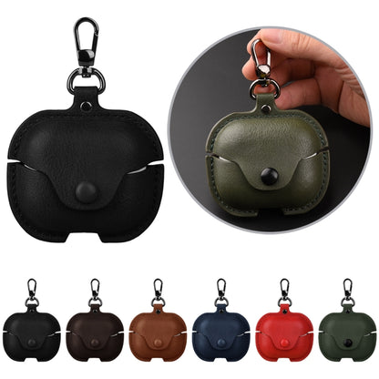 For Samsung Galaxy Buds 3 Business Leather Bluetooth Earphone Protective Case with Hook(Green) - Samsung Earphone Case by PMC Jewellery | Online Shopping South Africa | PMC Jewellery | Buy Now Pay Later Mobicred