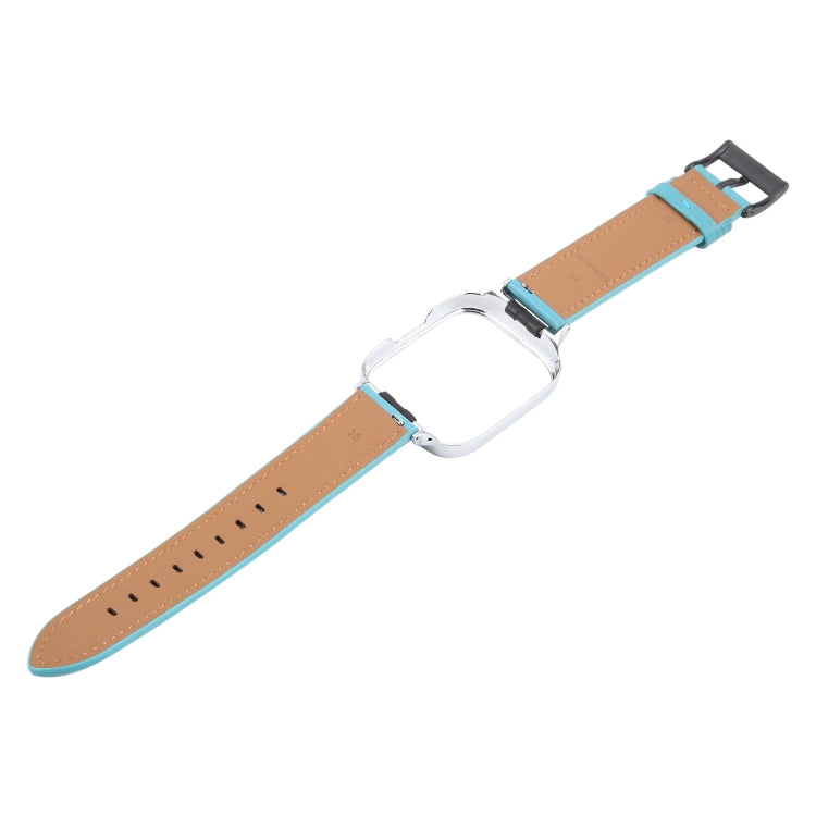 For Redmi Watch 3 Lite Metal Frame Integrated Leather Watch Band(Blue) - free shipping - PMc TechLife - Order now!