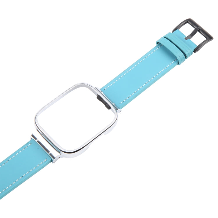 For Redmi Watch 3 Lite Metal Frame Integrated Leather Watch Band(Blue) - free shipping - PMc TechLife - Order now!
