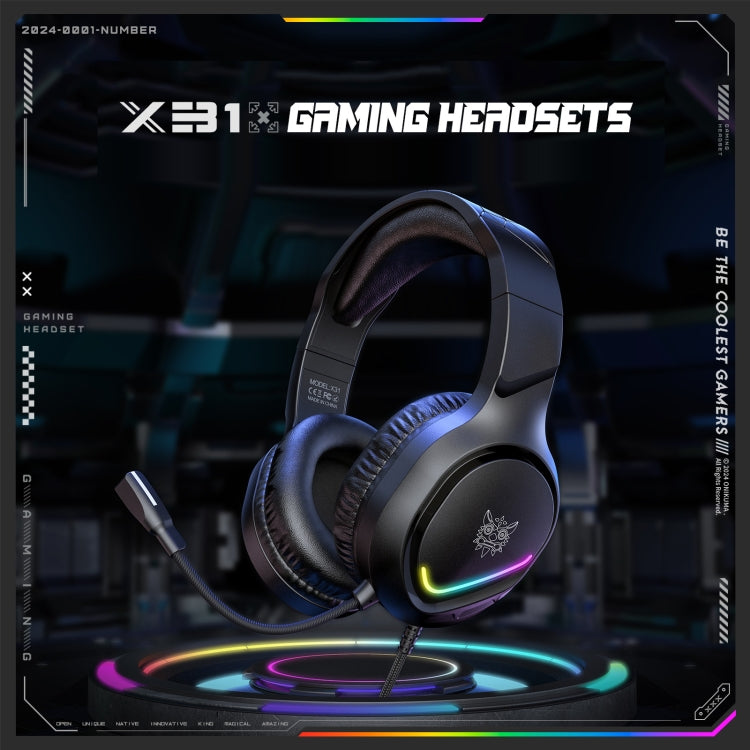 ONIKUMA X31 USB / 3.5mm Wired RGB Light Gaming Headset with Mic, Cable length: 2.2m(Black) - Multimedia Headset by ONIKUMA | Online Shopping South Africa | PMC Jewellery | Buy Now Pay Later Mobicred